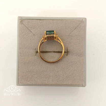 Silver Green Stone Design Finger Ring-RCMJ176