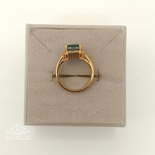 Silver Green Stone Design Finger Ring-RCMJ176