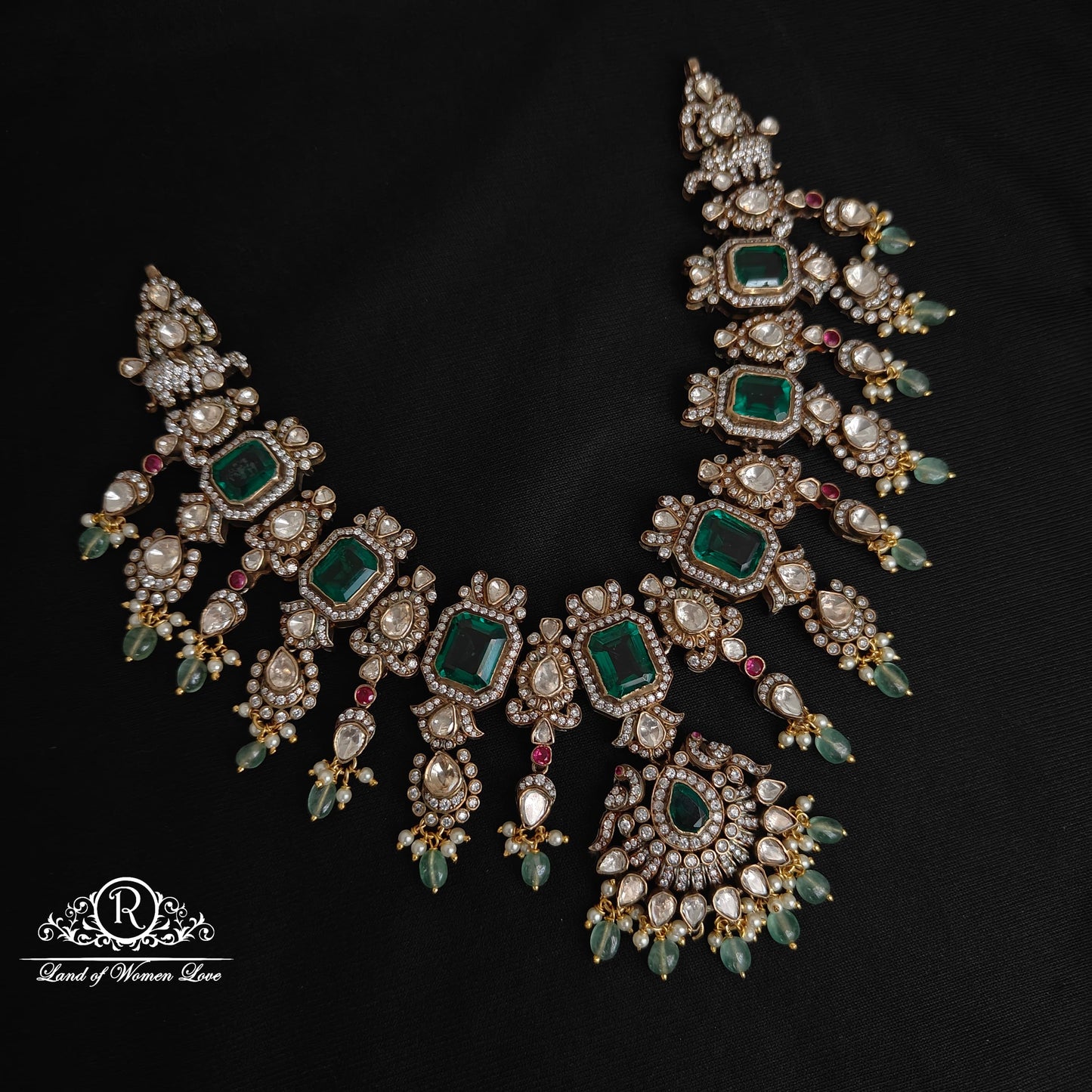 necklace silver moissanite victorian necklace moissanite 92.5 silver ramala jewelry / ramala collections