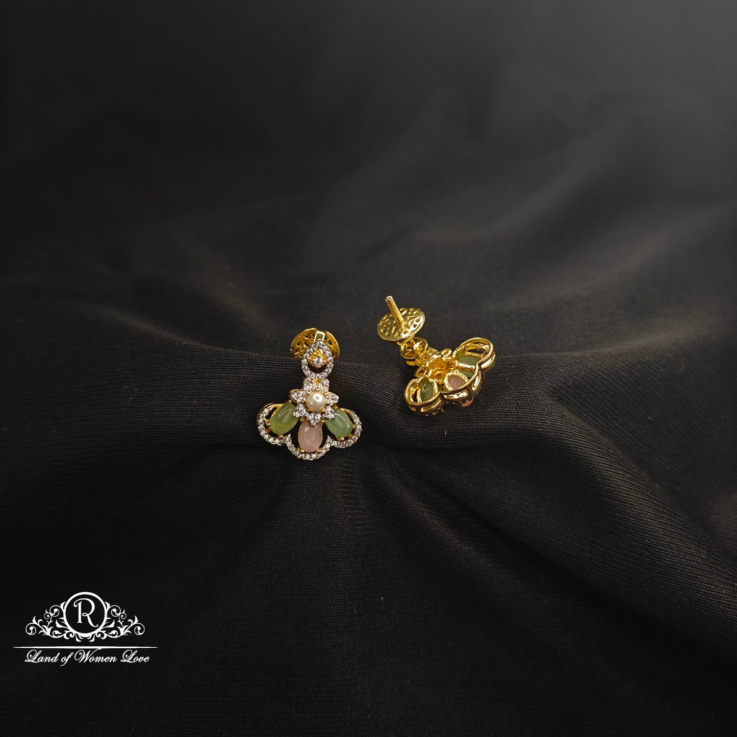 Amaya beads Diamond finishing Silver Necklace Set-RCDS018