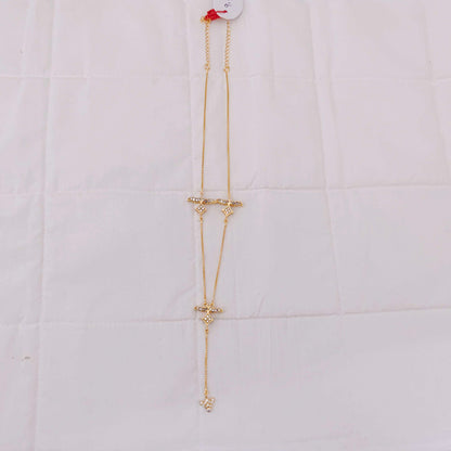 Silver CZ-gold polish chain design -RCD159