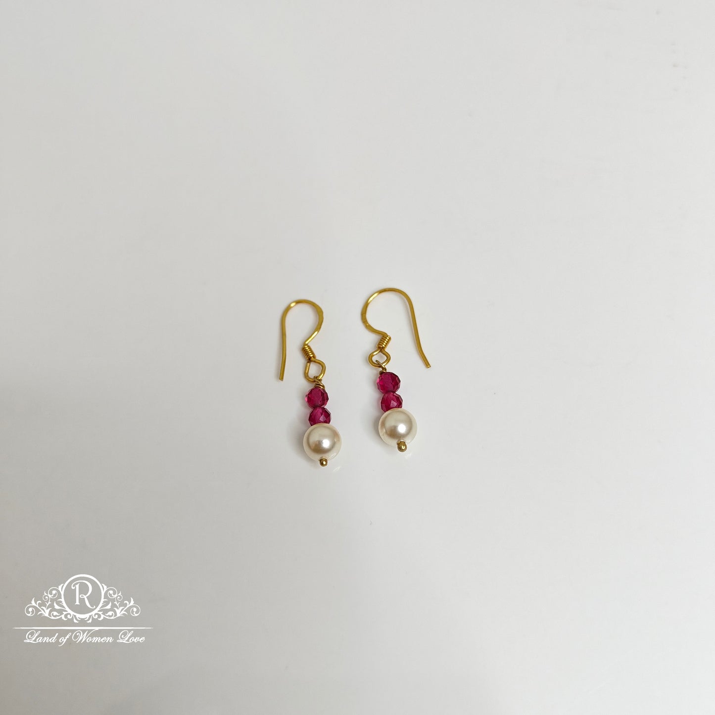 earrings 92.5 silver ruby and pearls hangings-rch820 ruby 92.5 silver ramala jewelry / ramala collections