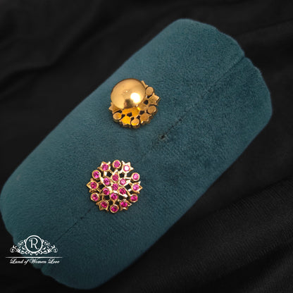 92.5 Silver pink stones studs-RCK246