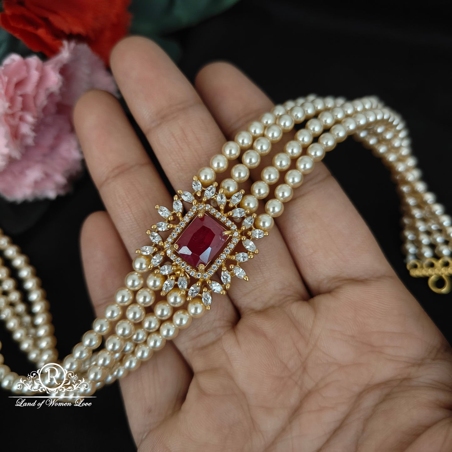 Pearls Silver Chocker-RCJR728