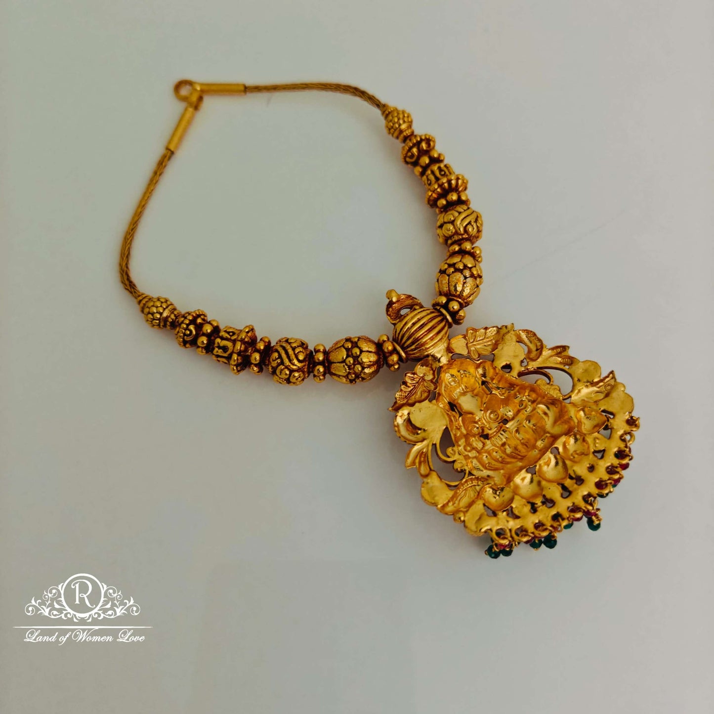 Simple and Cute silver necklace with Lakshmi Devi Design -RCJR705