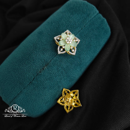 92.5 Silver Diamond finishing Amaya beads flower design Earrings-RCDS0151