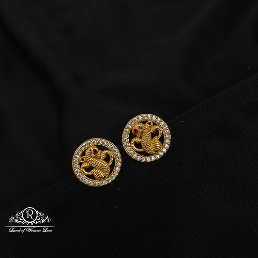 stud 92.5 silver peacock design studs-rccp382 cz 92.5 silver ramala jewelry / ramala collections