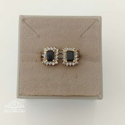 stud silver cz- black stone stud design earrings-rcv290 cz 92.5 silver ramala jewelry / ramala collections