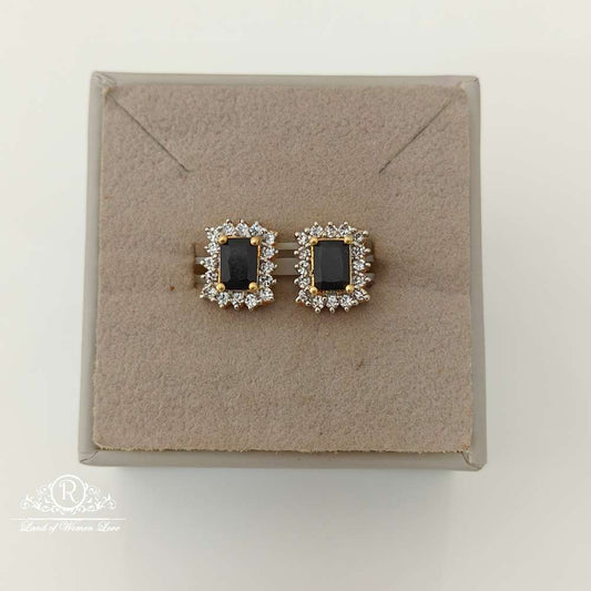 stud silver cz- black stone stud design earrings-rcv290 cz 92.5 silver ramala jewelry / ramala collections