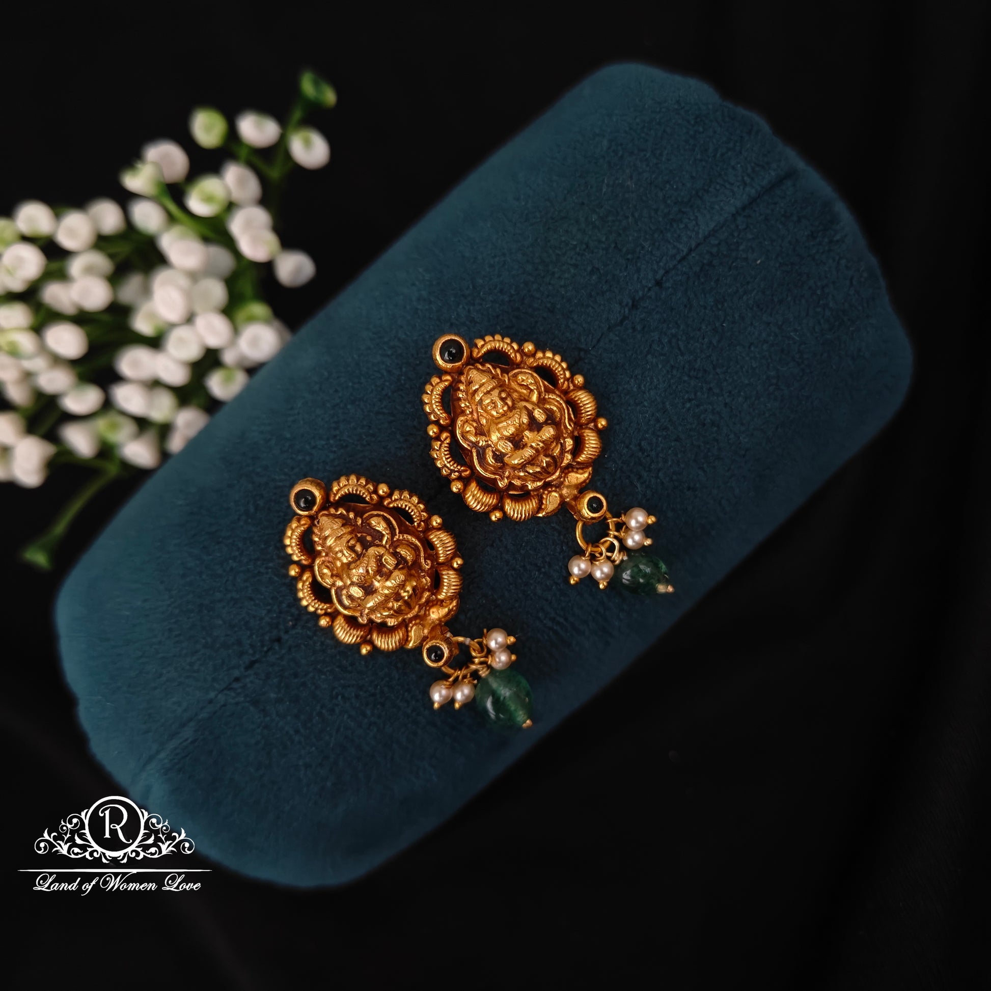 earrings silver lakshmi devi design earrings -rcns060 92.5 silver ramala jewelry / ramala collections