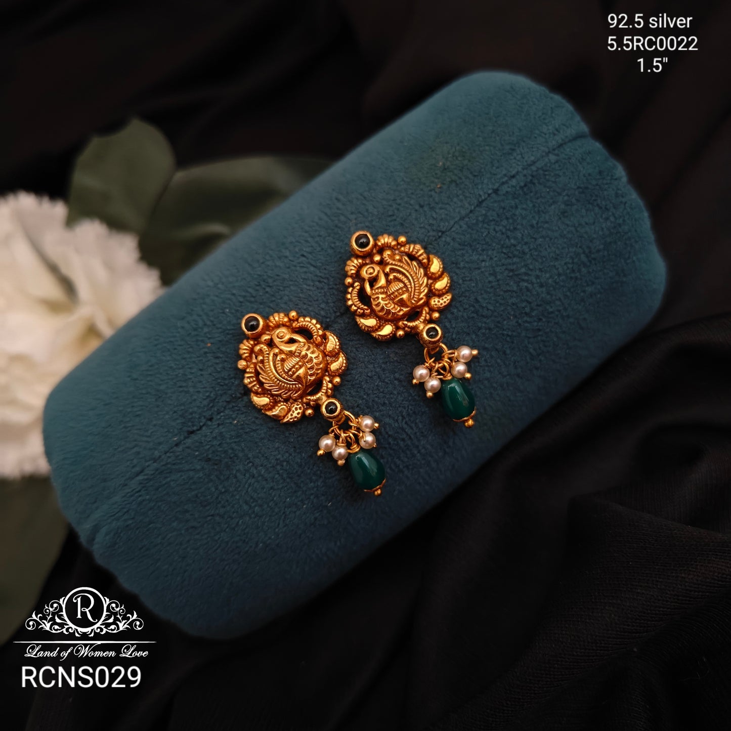 earrings silver peacock design earrings -rcns029 92.5 silver ramala jewelry / ramala collections