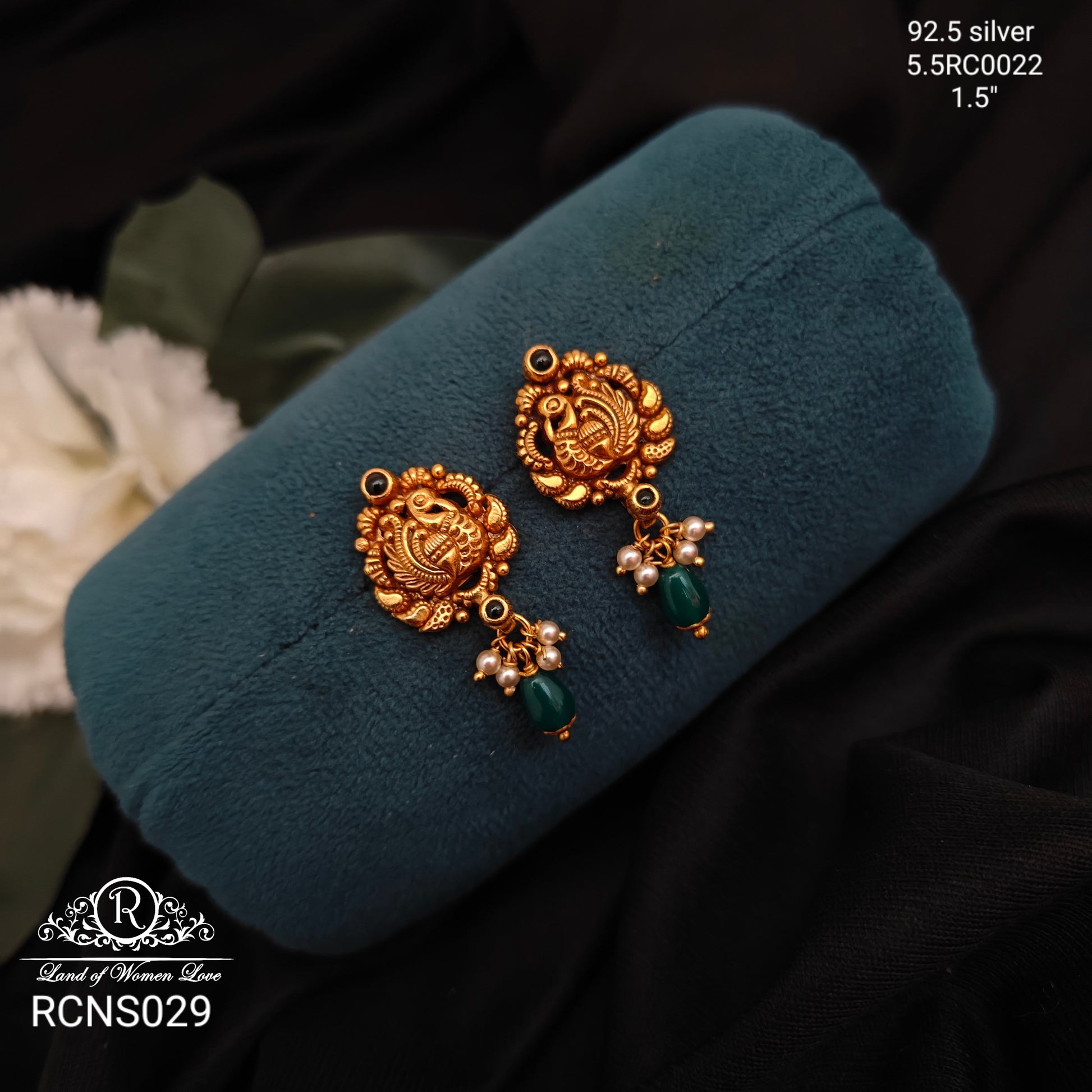 earrings silver peacock design earrings -rcns029 92.5 silver ramala jewelry / ramala collections
