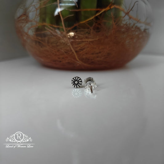 Silver  flower design  kids earring  -RCHS11