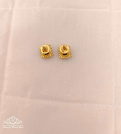 Silver Black Stone Stud Earrings-V061