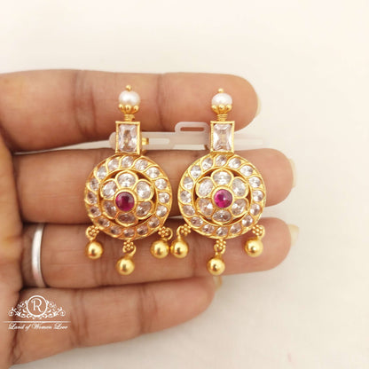 Silver White Stones Earrings-M227