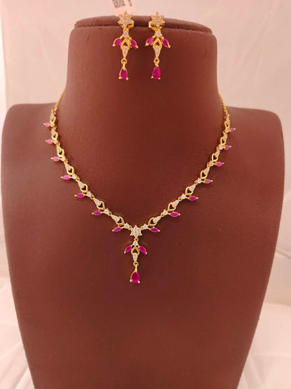 earrings silver cz- stones necklace with matching earrings-rces23rces24 cz 92.5 silver ramala jewelry / ramala collections