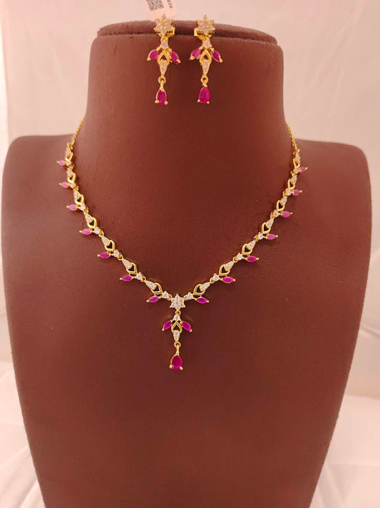 earrings silver cz- stones necklace with matching earrings-rces23rces24 cz 92.5 silver ramala jewelry / ramala collections