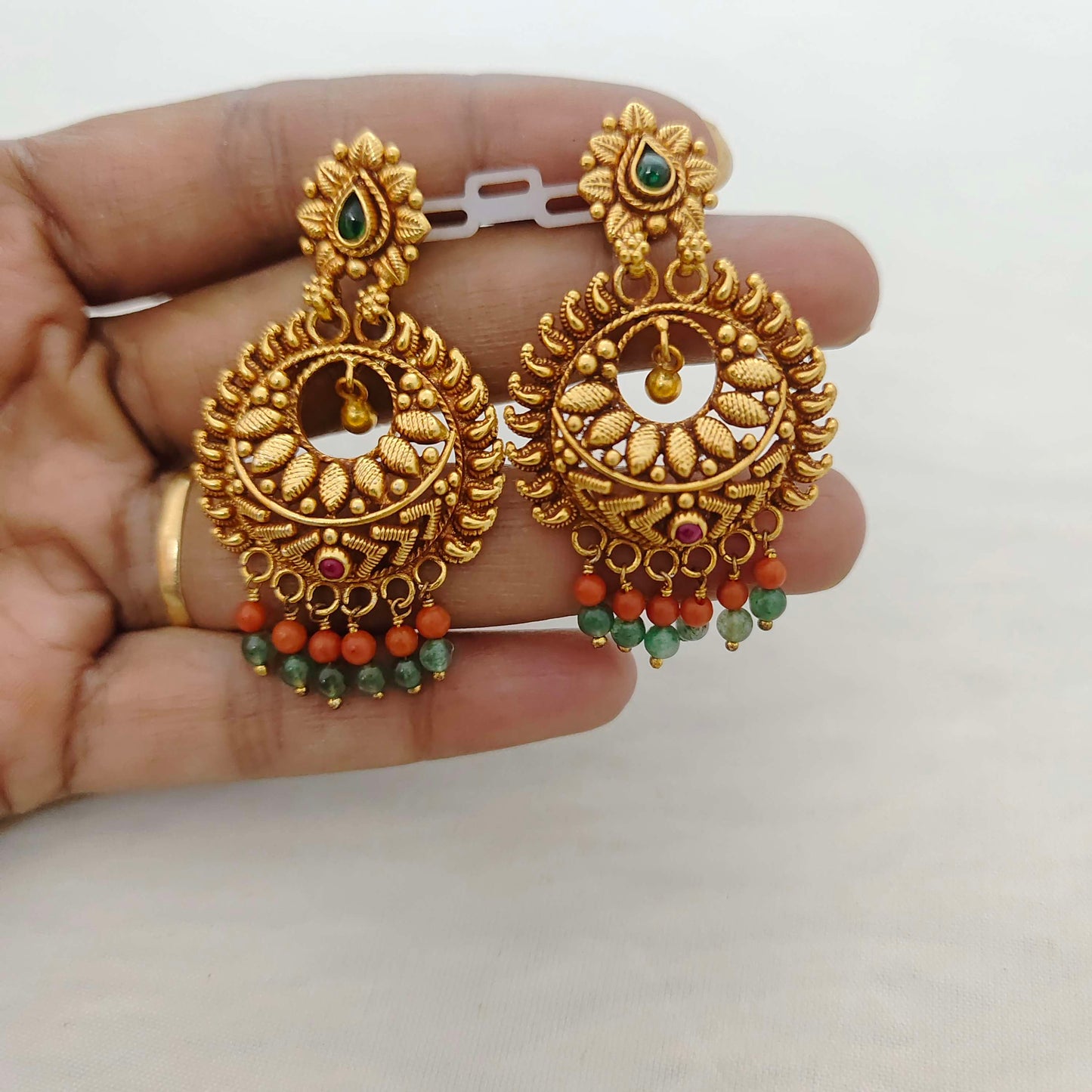 Silver chandbali earrings -RCJR503
