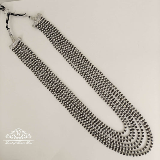 7 lines black and white coloured beads mala-rcmj204 92.5 silver ramala jewelry / ramala collections
