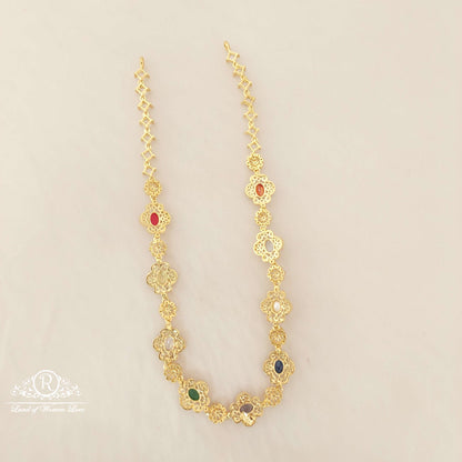 Silver WhitevWith Navaratna Stones Necklace-D053