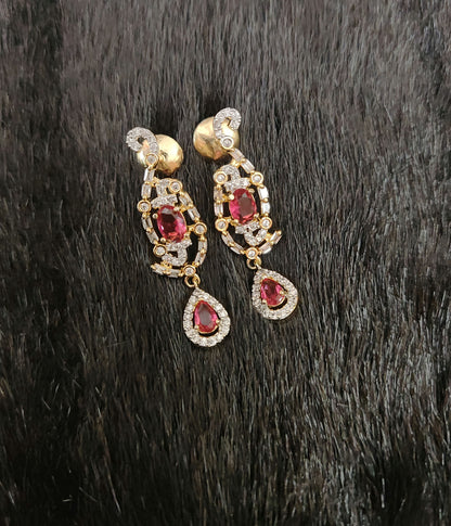 Silver CZ- Stones Earrings-JR206
