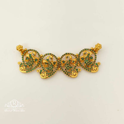 silver peacock design green stone mala locket-rc87-60p10 92.5 silver ramala jewelry / ramala collections