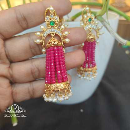 Silver beads hanging earrings-RCAA03