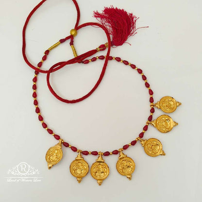 Silver Lakshmi Devi Kasula Design Beads Chain-RCJR675