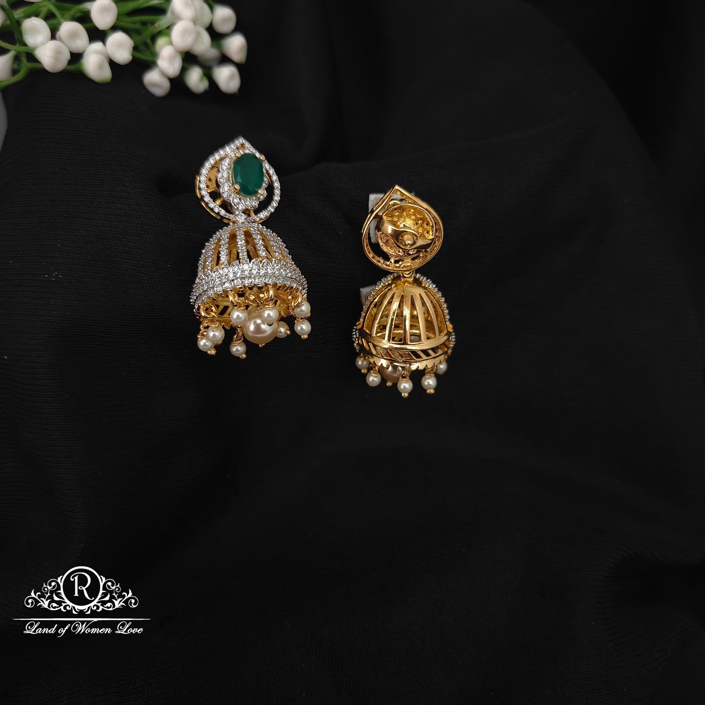 92.5 Silver simple and Cute  diamond finishing earrings -RCM091260