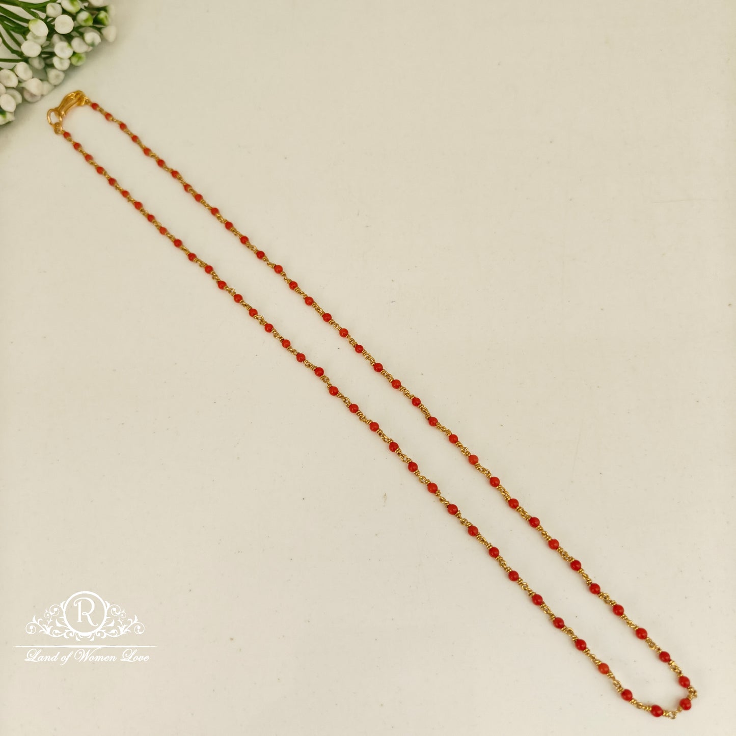 92.5 silver simple and cute beads mala with corals -rch901 92.5 silver ramala jewelry / ramala collections