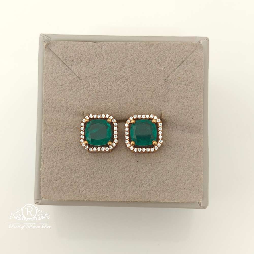 stud silver green stone design stud earrings-rcmj174 92.5 silver ramala jewelry / ramala collections