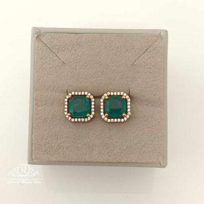 stud silver green stone design stud earrings-rcmj174 92.5 silver ramala jewelry / ramala collections