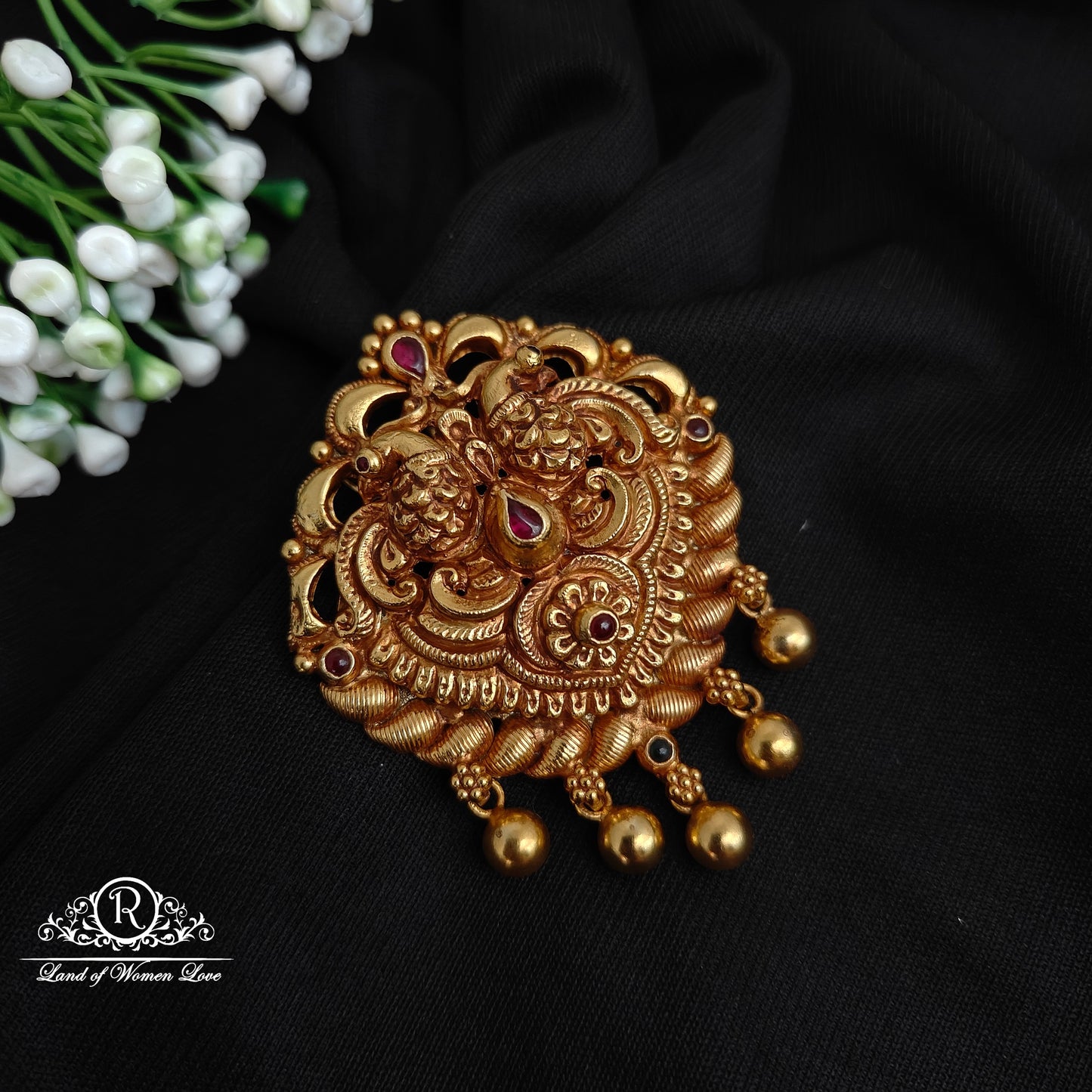 pendant 92.5 silver pendant peacock design with gold balls hangings -rcp137 92.5 silver ramala jewelry / ramala collections