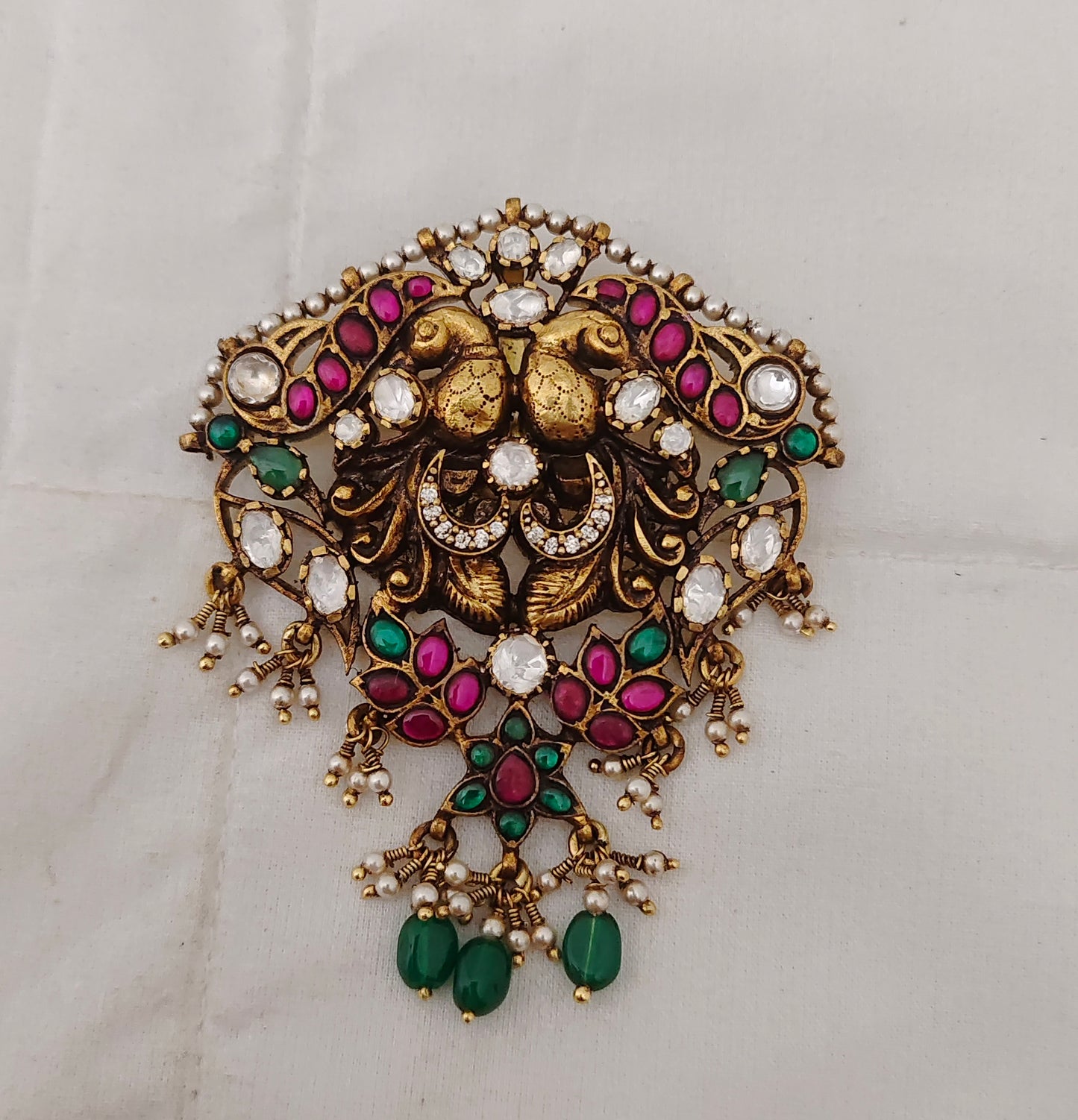 Silver CZ-gold polish locket design -RCM565