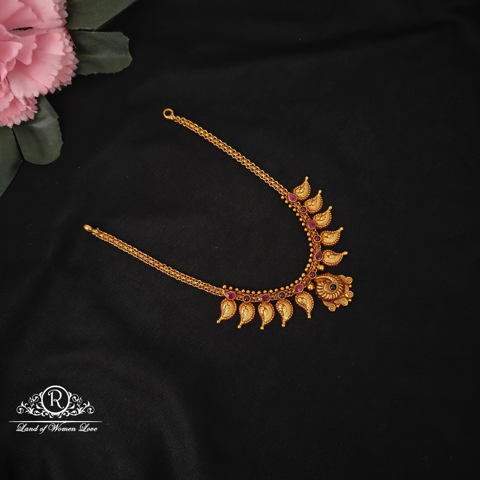 necklace 92.5 silver simple and cute necklace with mango design -rcz80 92.5 silver ramala jewelry / ramala collections