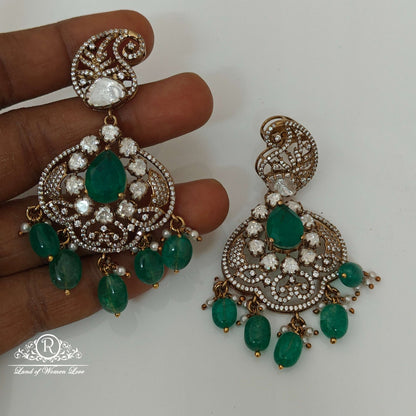 Silver Victorian Moissanite Design Earrings-RCZ35