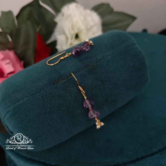 92.5 silver simple and Cute hangings with pearl and purple beads-RCHK0171