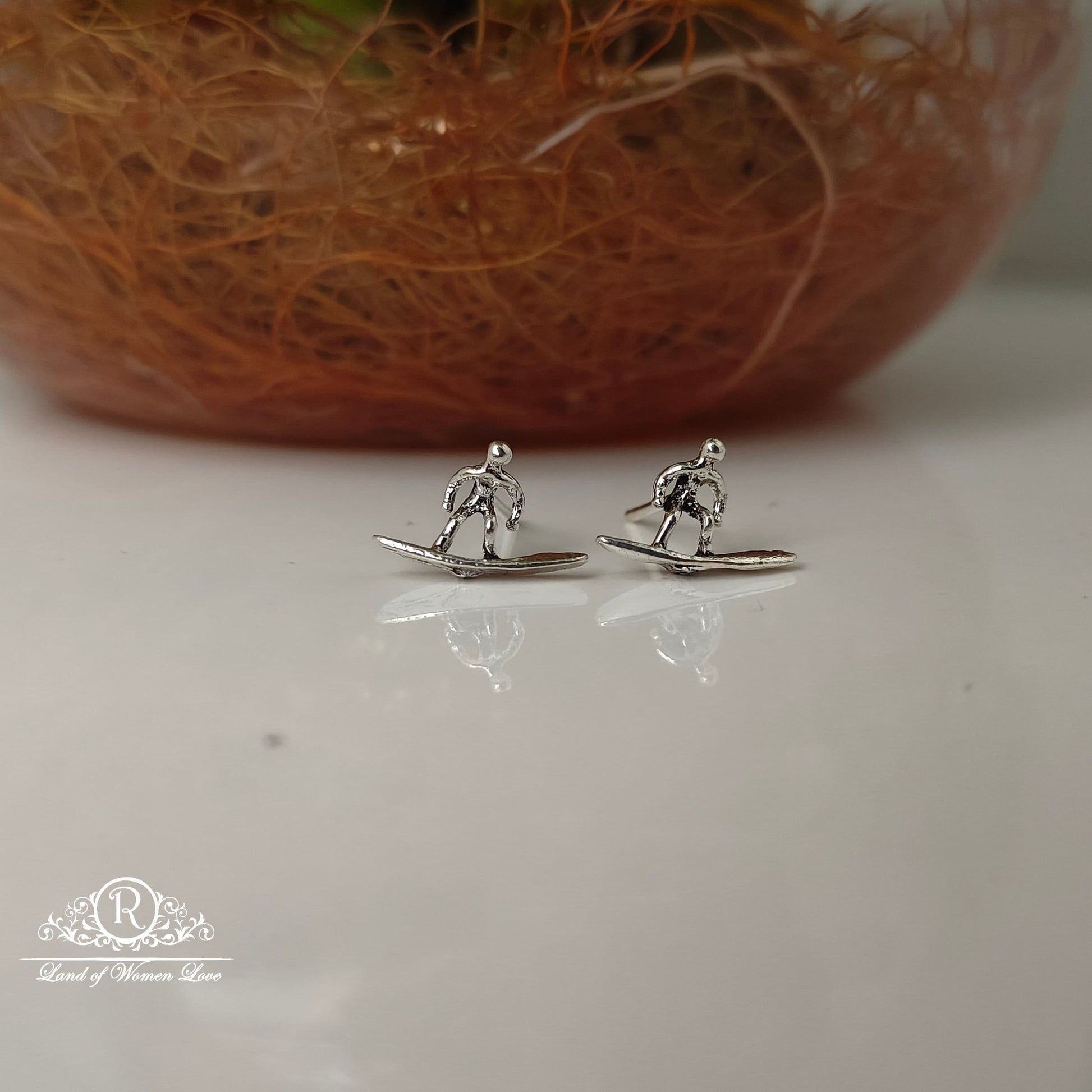 stud silver wave rider stud kids earrings-rchs25 92.5 silver ramala jewelry / ramala collections
