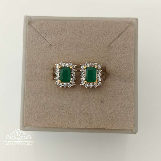 stud silver cz- green stone stud design earrings-rcv292 cz 92.5 silver ramala jewelry / ramala collections