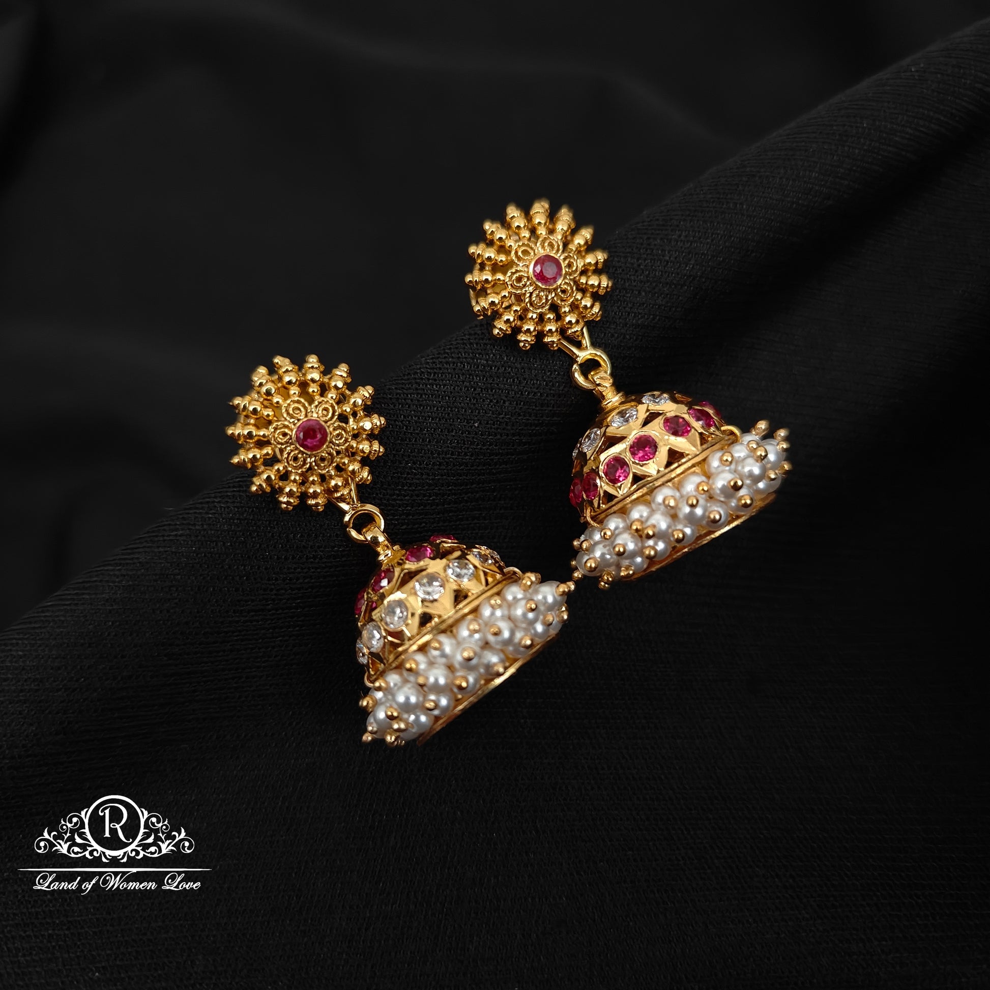stud 92.5 silver detachable jhumkas-rck190-2 92.5 silver ramala jewelry / ramala collections