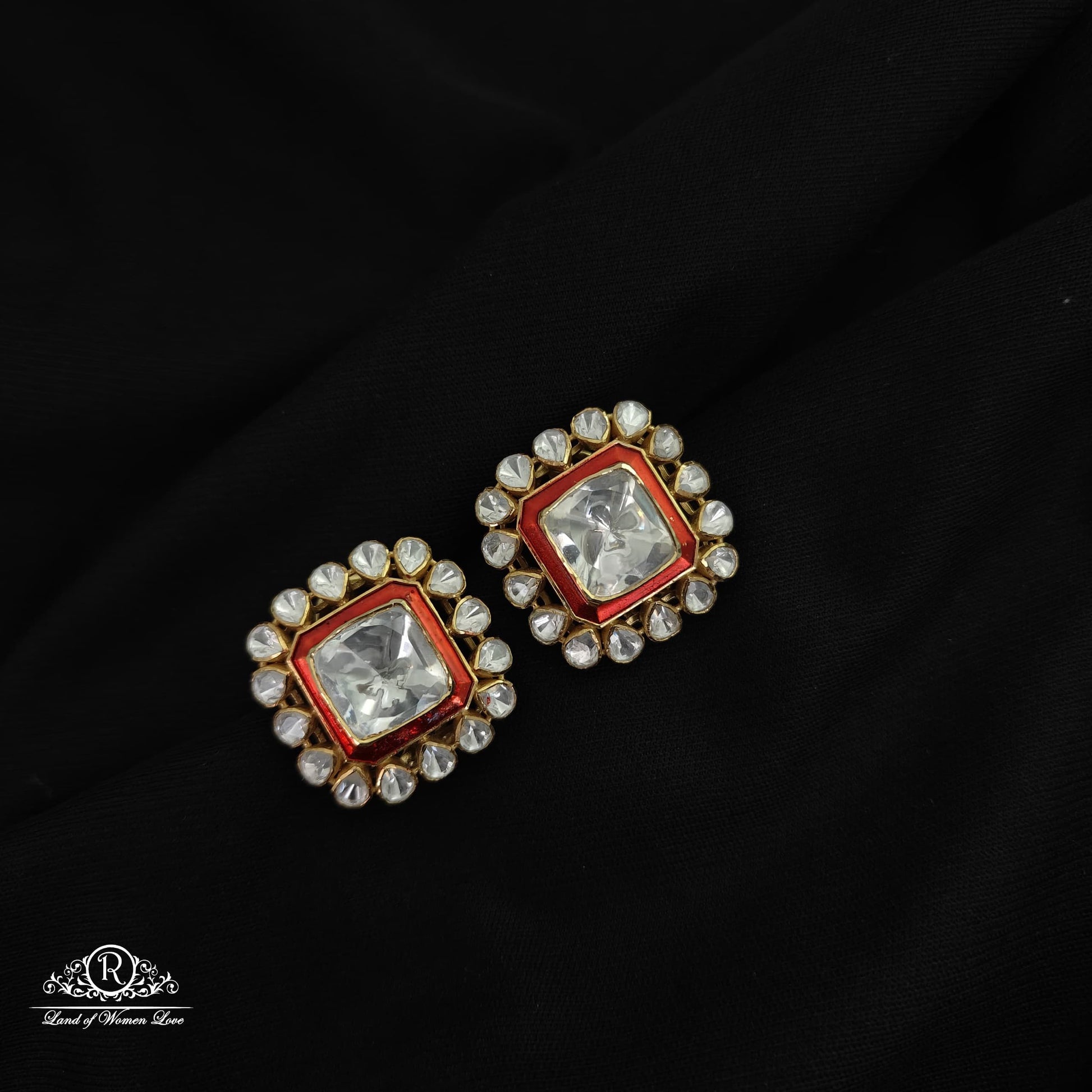 stud silver moissanite square model stud earrings -rckk3 moissanite 92.5 silver ramala jewelry / ramala collections