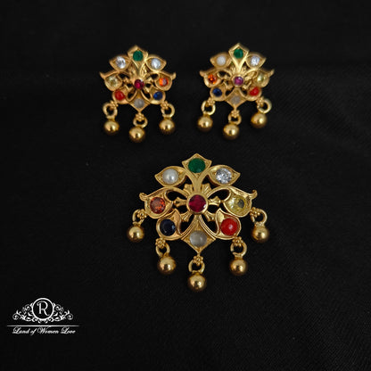 Silver Navaratna earrings-RCCP293