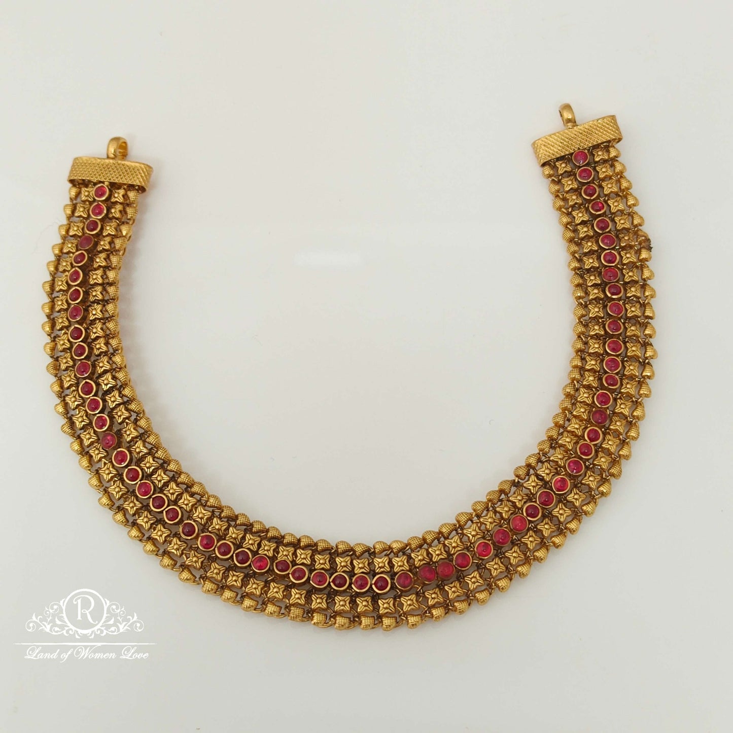 Silver Kempu Stones Necklace-RCCP13