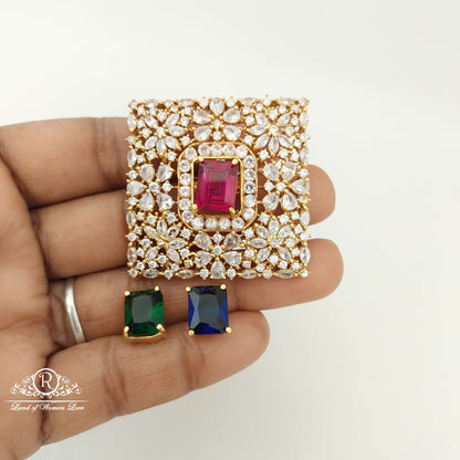 Silver CZ-Stones Changeable Locket-SA418