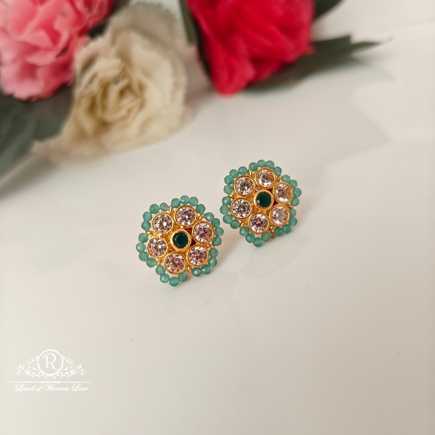 earrings 92.5 silver simple and cute earrings with black beads -rcjr897 92.5 silver ramala jewelry / ramala collections