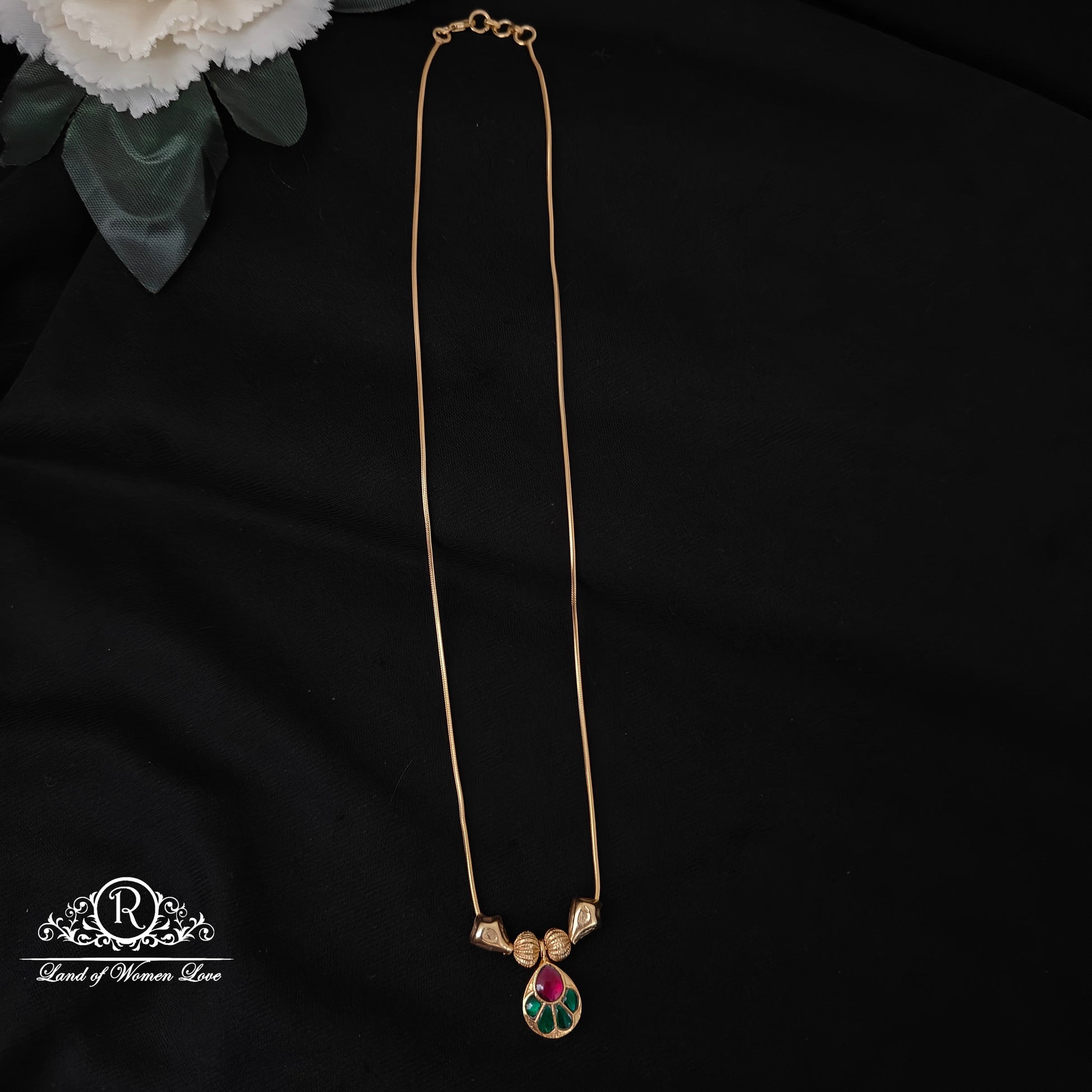 chain silver kundan model locket design chain- rc87-75p57 kundan 92.5 silver ramala jewelry / ramala collections