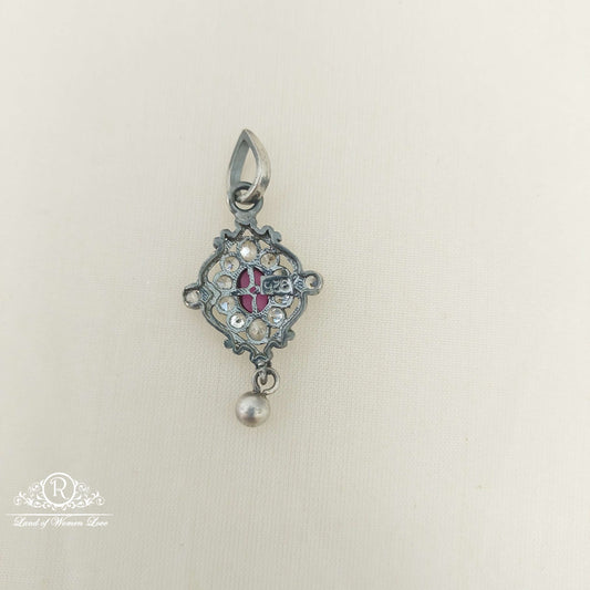 Silver Small White Stones Locket-M307