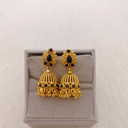 Silver black stone jhumka-RCA132