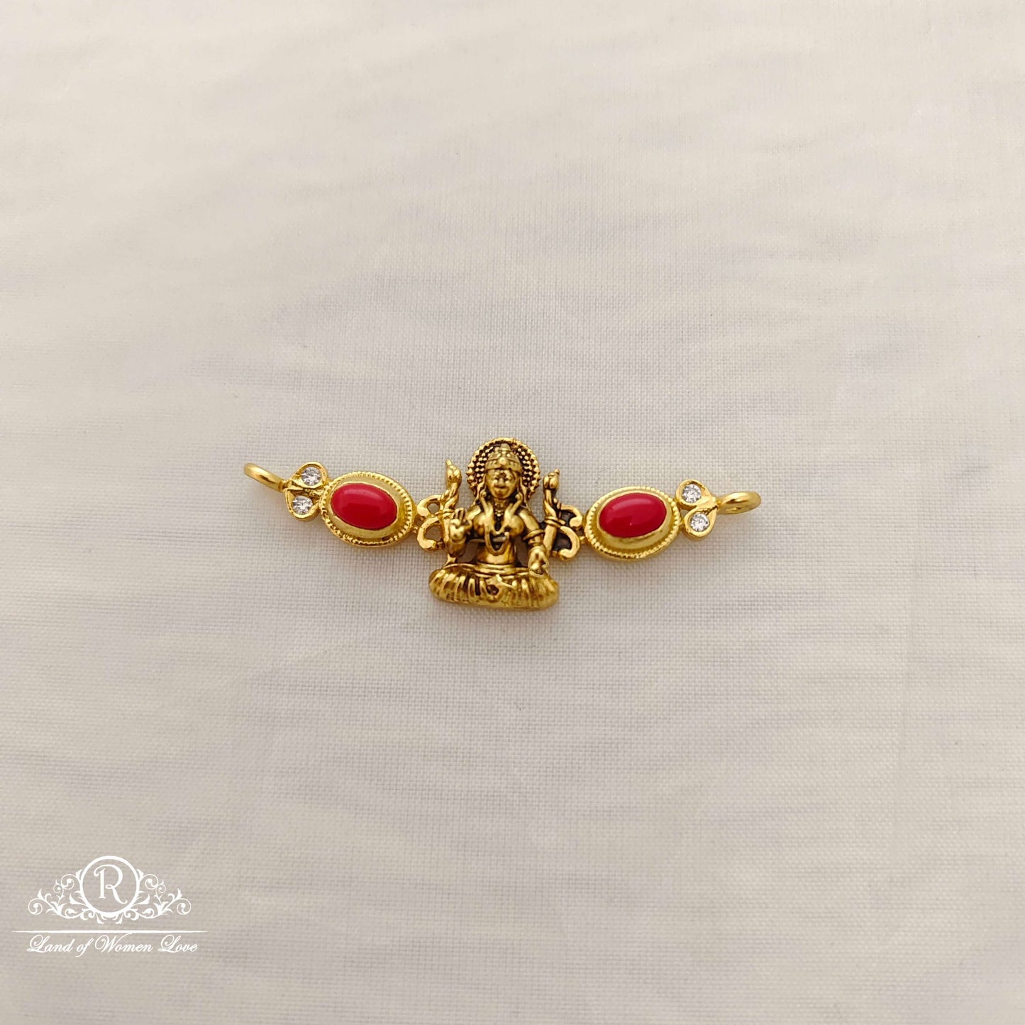 silver lakshmi devi coral locket -rcm594 coral 92.5 silver ramala jewelry / ramala collections