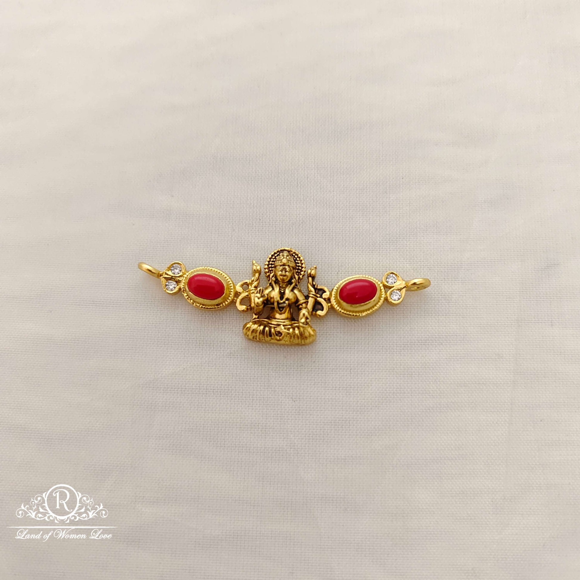 silver lakshmi devi coral locket -rcm594 coral 92.5 silver ramala jewelry / ramala collections